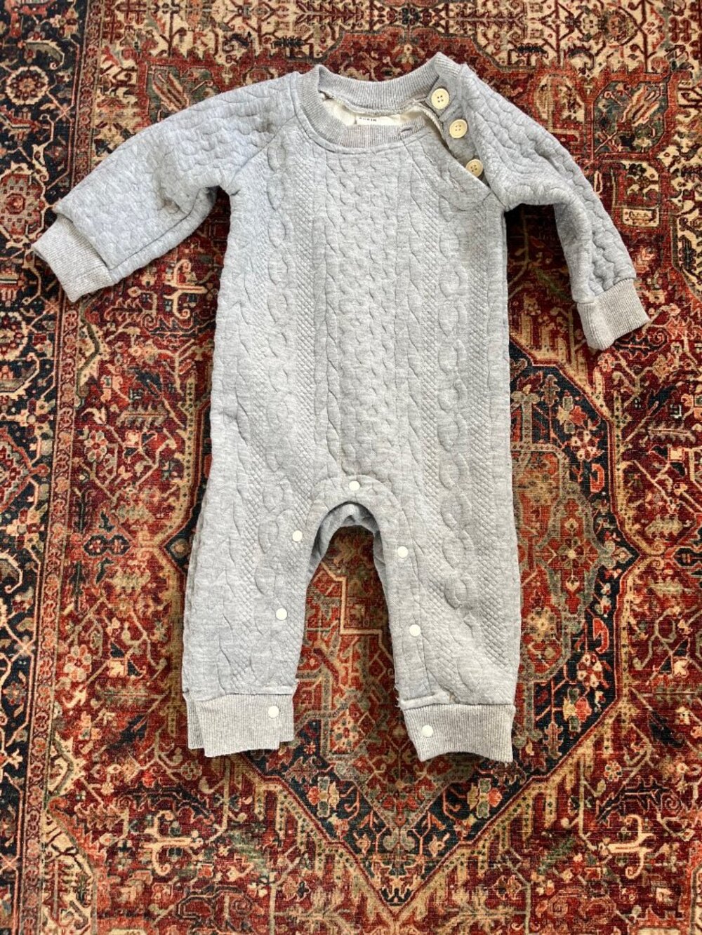 SHEIN Baby Gray Cable Knit Jumpsuit - Cozy Winter Romper
